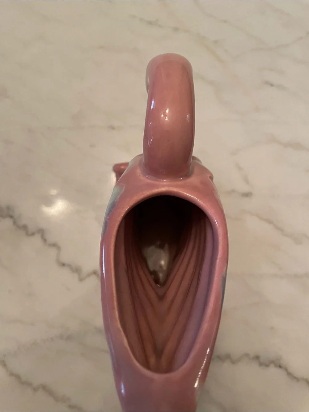 Vintage Royal Haeger R-430 Pink Blue Agate Swan Planter Vase Mid Century 1950s